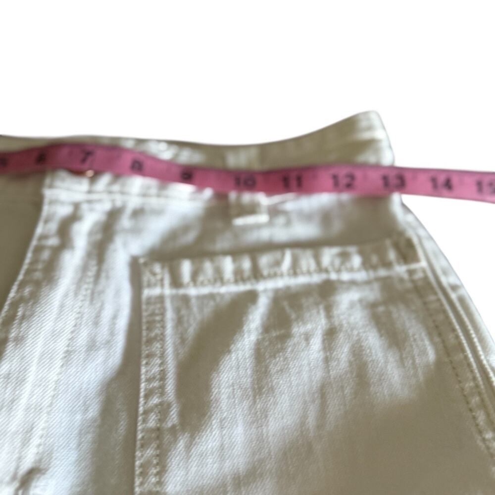 Free People Wide Leg High Waist Capris Pants Raw Hem Off White Cream Size 28 - Picture 7 of 10
